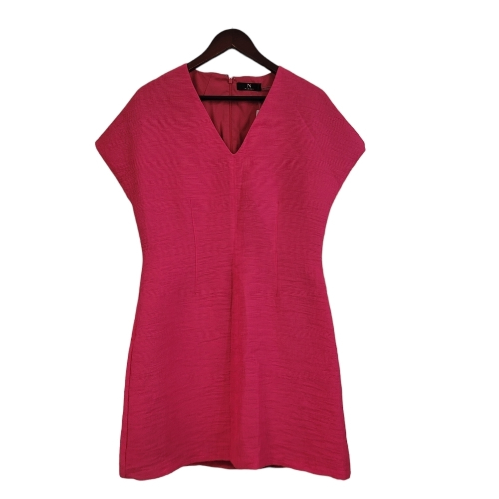 New Natori Women's Hot Pink Short Sleeve Vneck Midi Dress Medium 10 Barbiecore - Picture 4 of 6
